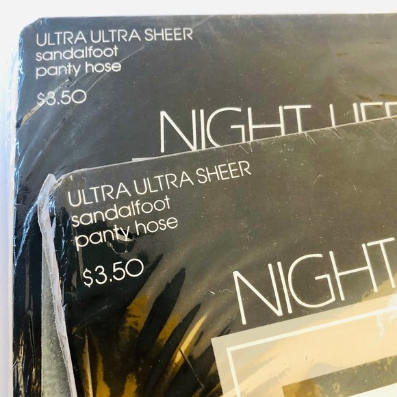 NIGHT LIFE VINTAGE Light Gray Ultra Ultra Sheer Pantyhose Size Tall - 2 Pairs - Picture 6 of 11